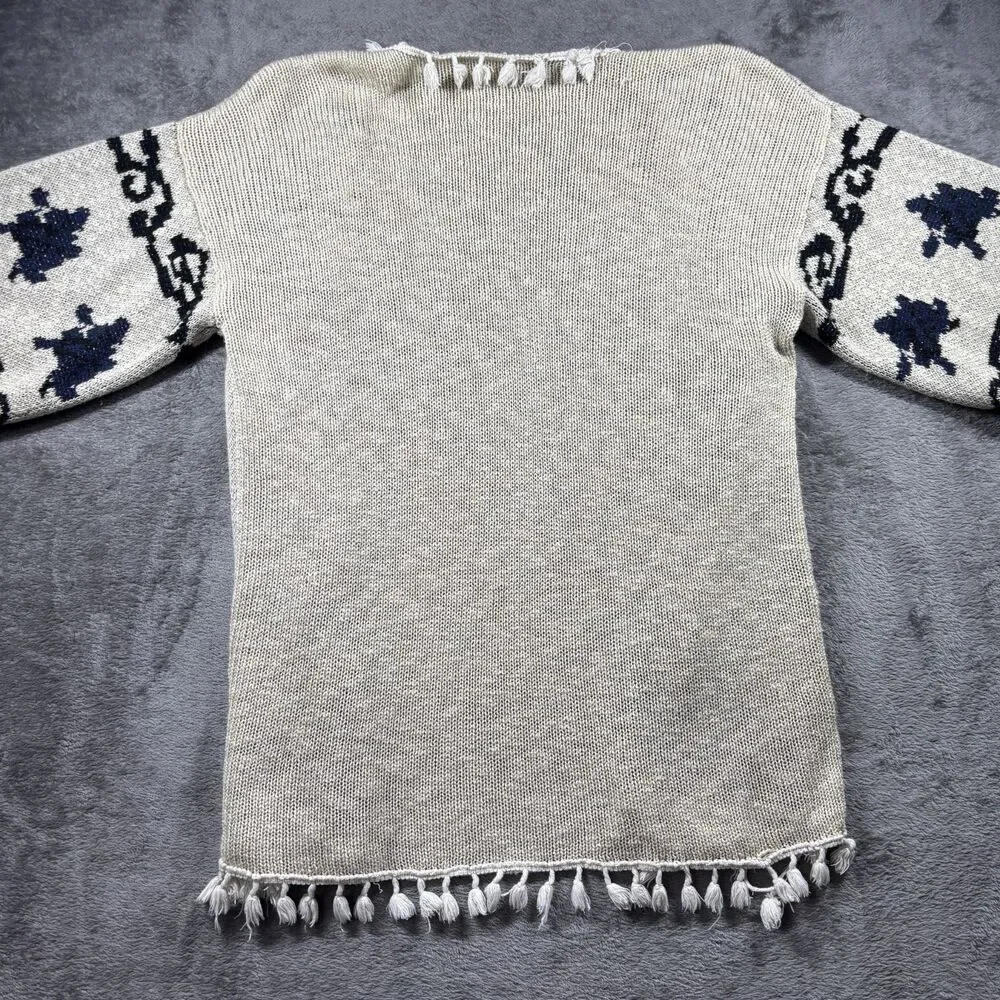 World Market Women Open Cardigan Sweater Boho Western Tassels Knitted OS G322